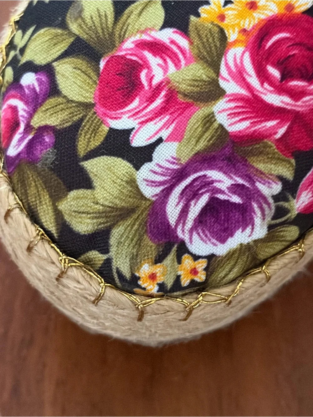 Floral Lace-Up Platform Espadrilles - Black Floral